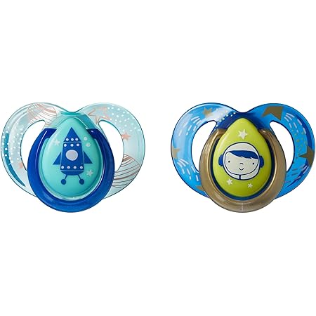 Tommee Tippee Closer to Nature Night Time Orthodontic Infant Soother Pacifier, 6-18 Months - 2 Pack (Colors May Vary)