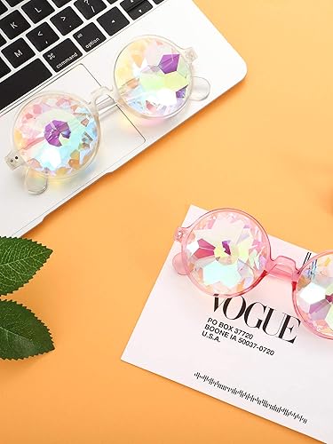 Miniatura 5 de Frienda 3 pares de gafas de caleidoscopio rave, festivales, gafas de sol, arco iris, caleidoscopio, lentes de sol, prisma de refracción