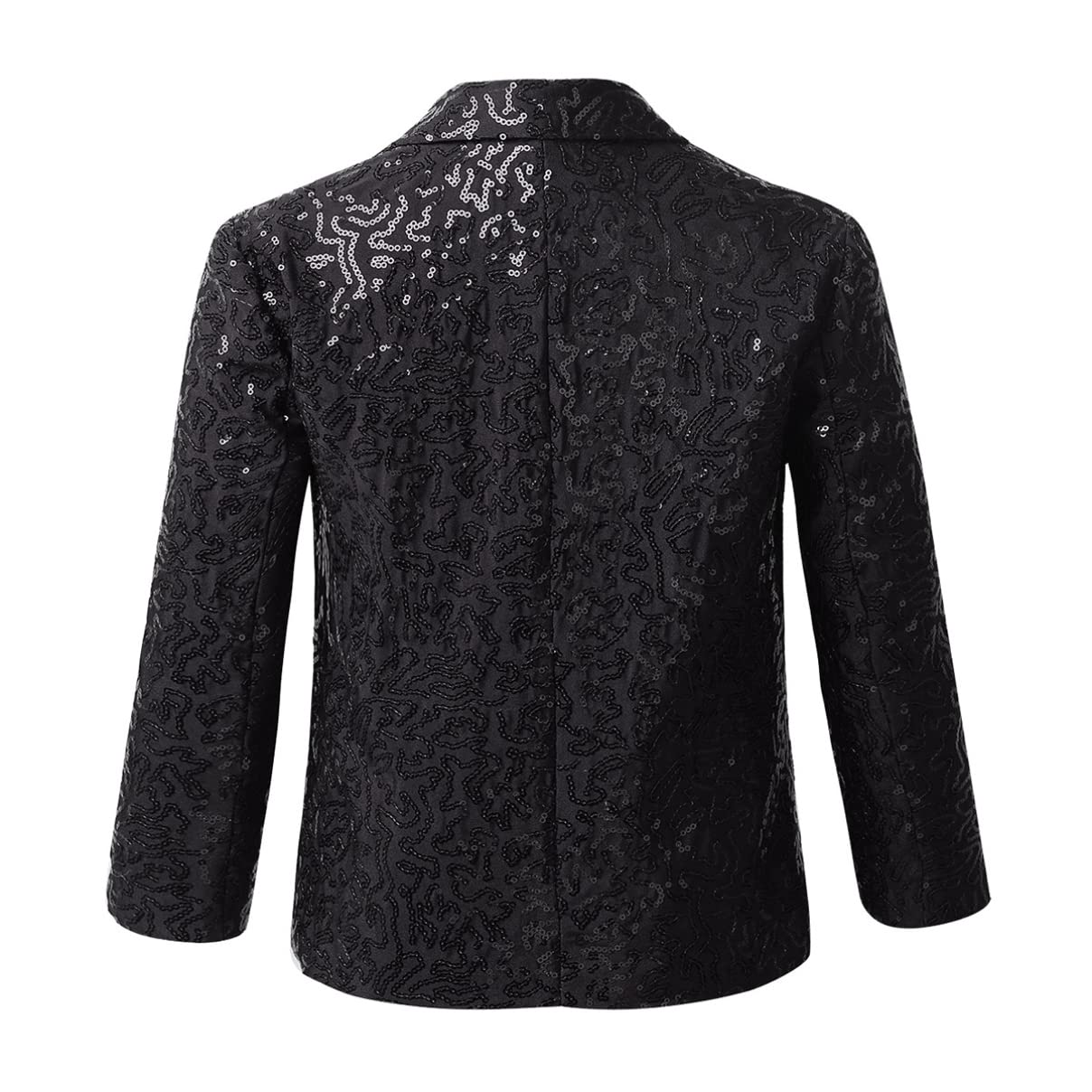 dPois Chaqueta Brillante de Lentejuelas para Niños Chinos Blazer con Un Botón Esmoquin De Lentejuelas Traje Abrigos Manga Larga Delgado Chaqueta para Fiesta Boda