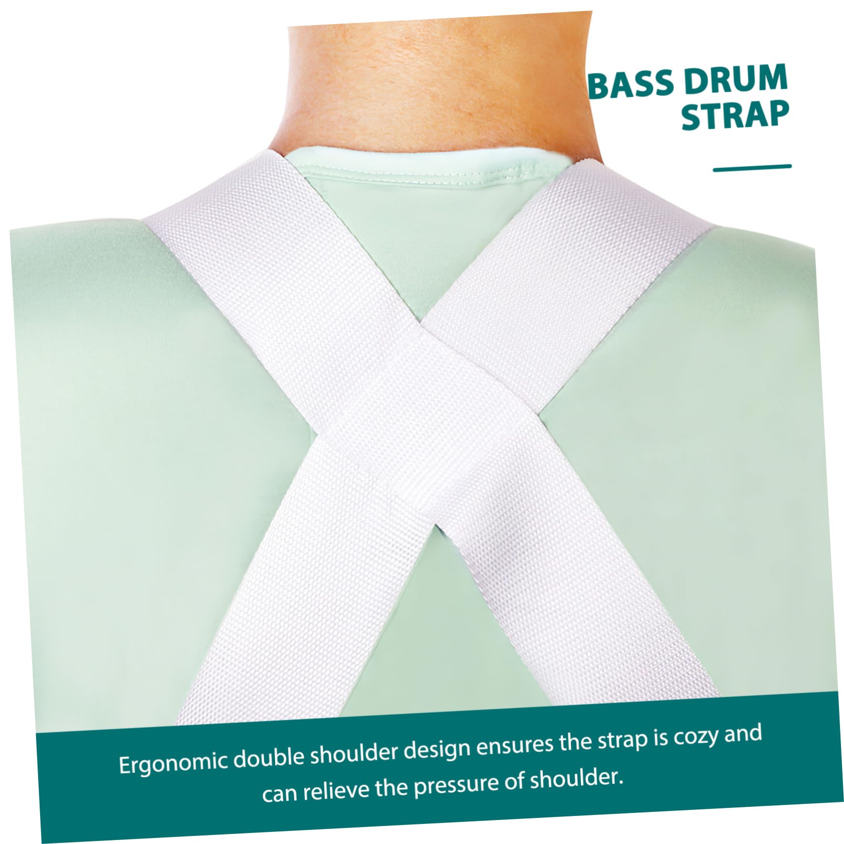Vaguelly Verstellbarer Weißer Nylon Bassdrum Doppelschultergurt 2 Stück mit Bequemem und Sicherem Halt für Marschtrommel Musiker