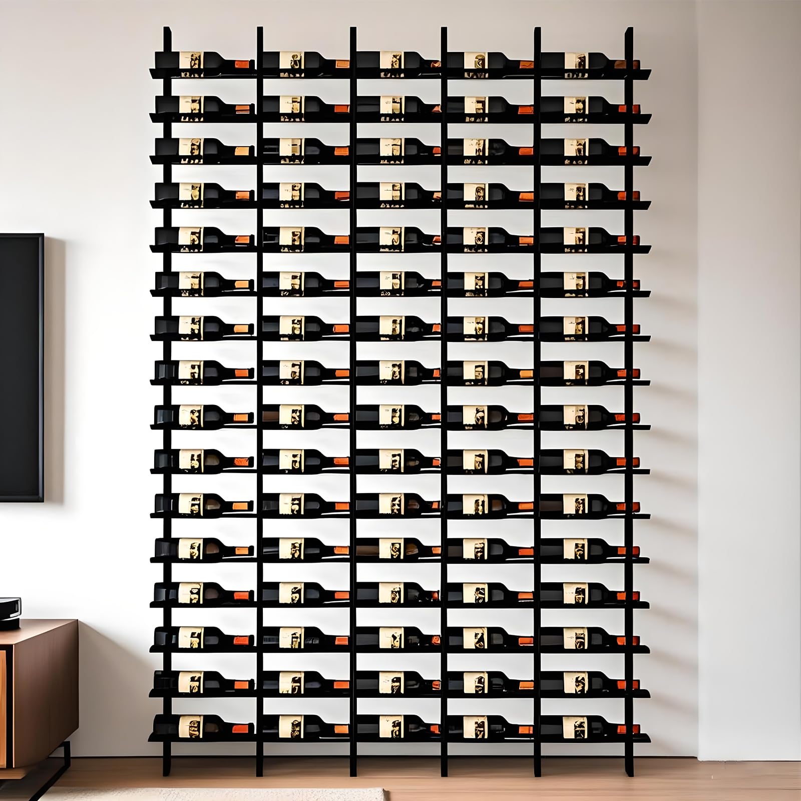 Casier à vin mural 16 rangées capacité 48-80 bouteilles porte-bouteilles métal