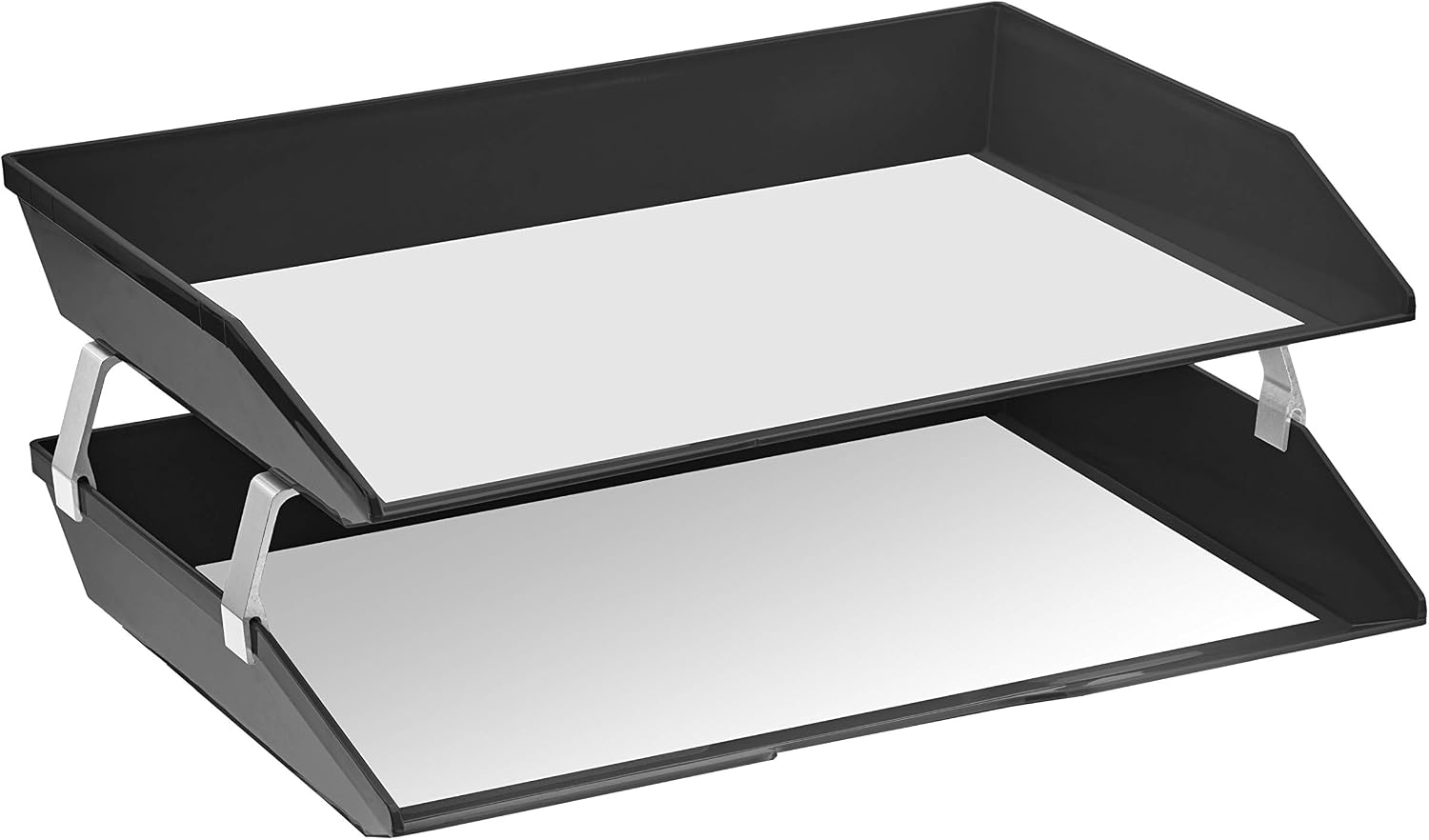 Acrimet Facility 2 Tier Letter Tray Side Load Plastic Desktop File Organizer (Black Color)