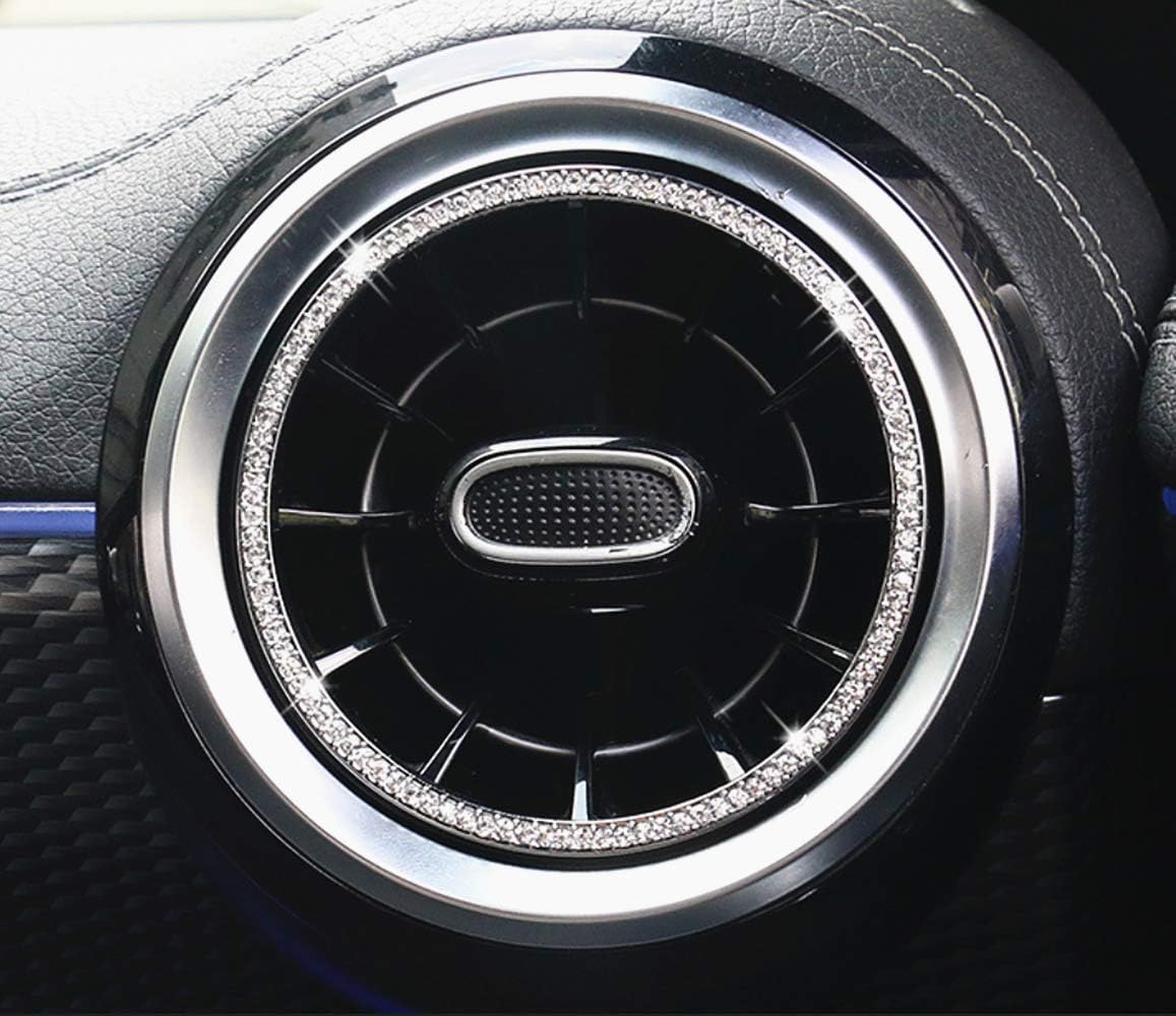 Bling Interior Accessories Fit for Mercedes Benz 2020-2023 B Class GLB Knob Button Internal Decoration 3D Rhinestones Decal Cover Applique Ring (Inner Ring of air Outlet 7 pc/Set)