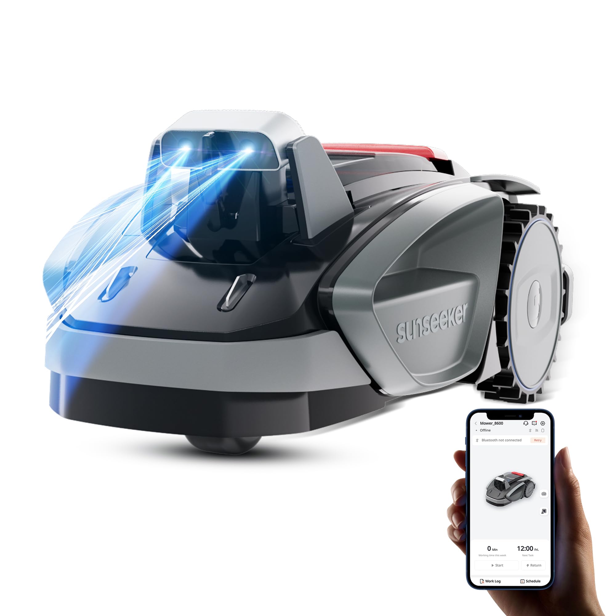 Sunseeker Mähroboter Mähroboter ohne Begrenzungskabel + Vision AI, App-Steuerung, 600 m²