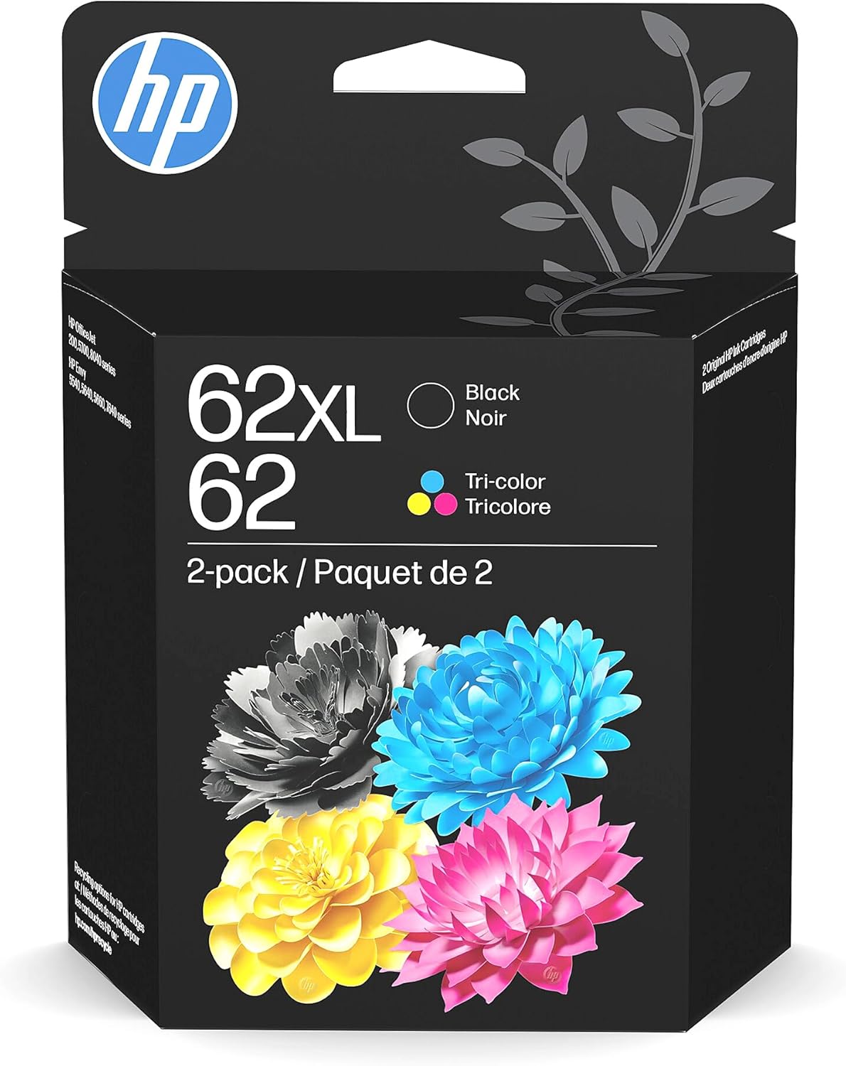 HP 62 Ink Cartridge, Black XL and Tri-Color (Black XL + CMY)