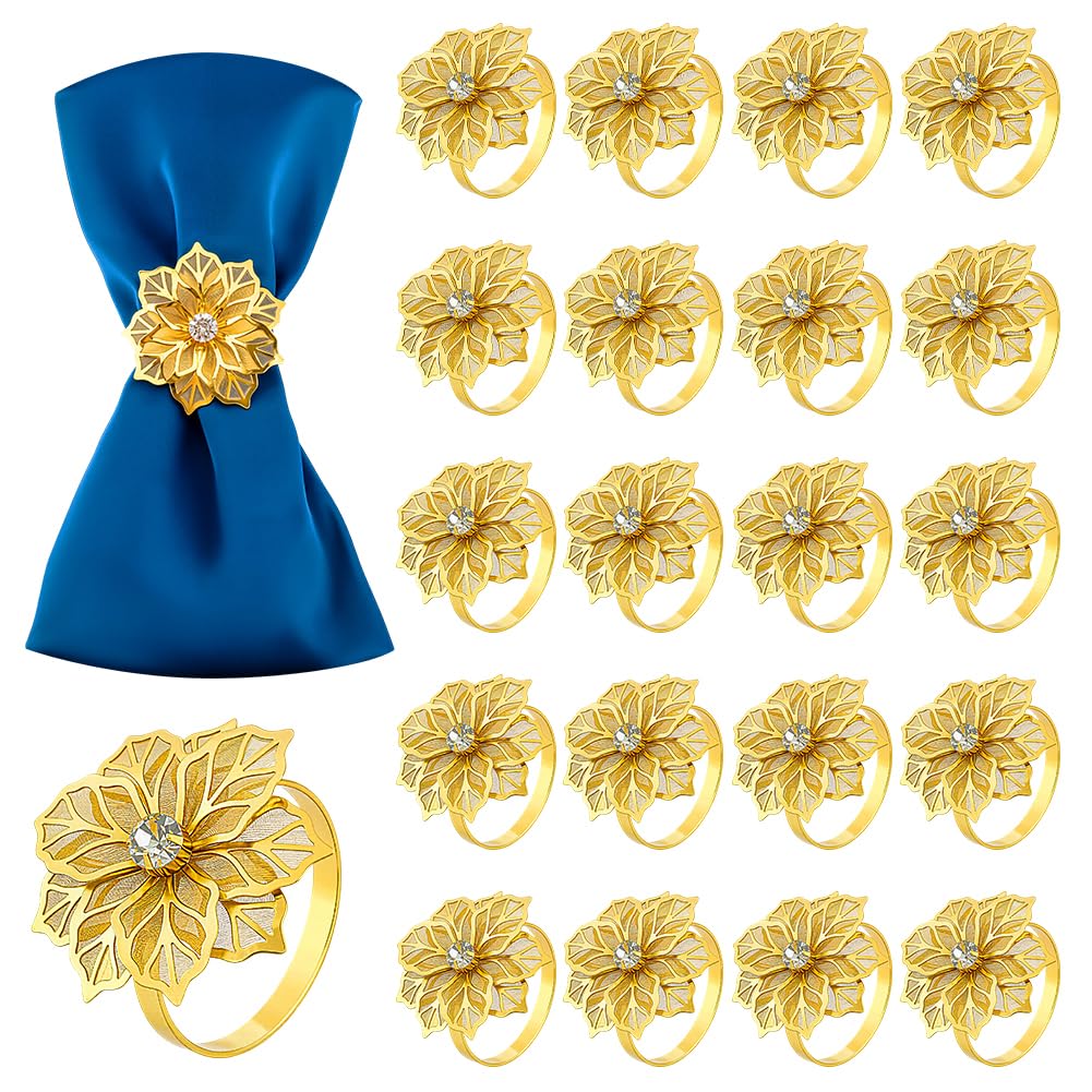 60 Rond de Serviette à Motif Floral Porte Serviettes Floral Ajouré Rond de Table Décoration de Table pour Fête Mariage Banquet Noël Réunions de Famille Bal de Fin D'Année