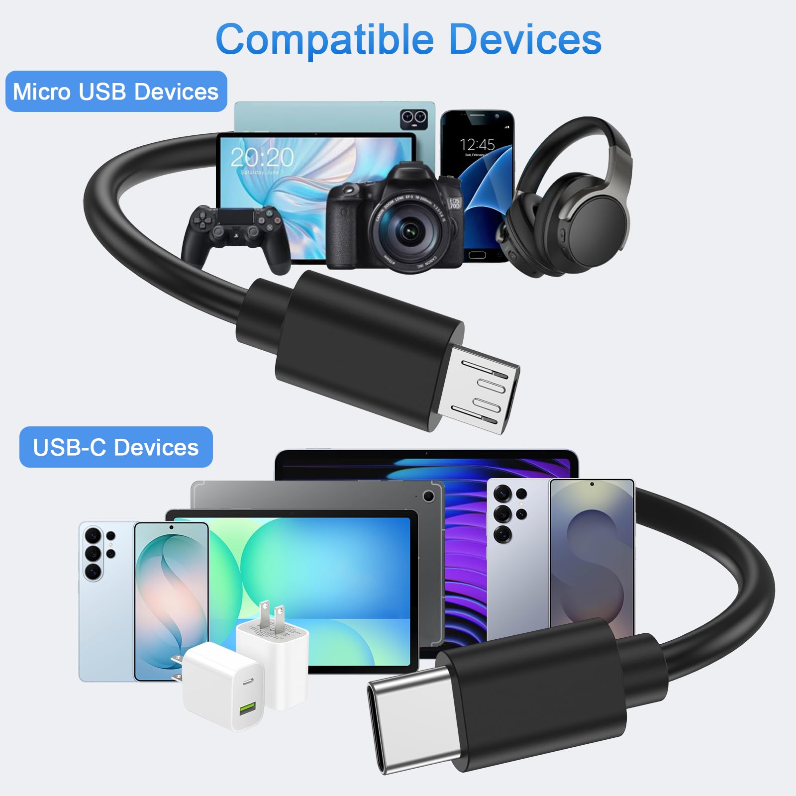 Vanjua USB C to Micro USB Cable 3.3ft (100cm), 3A Fast Charging & 480Mbps Data Sync Cord for Old Android Phones, Kindle, PS4, Xbox One, Power Bank & Tablet — Amazon image 4