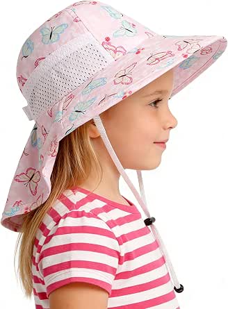 CHUNG Kids Sun Hat UPF 50+ with Wide Brim Neck Flap for Boys Girls Toddler