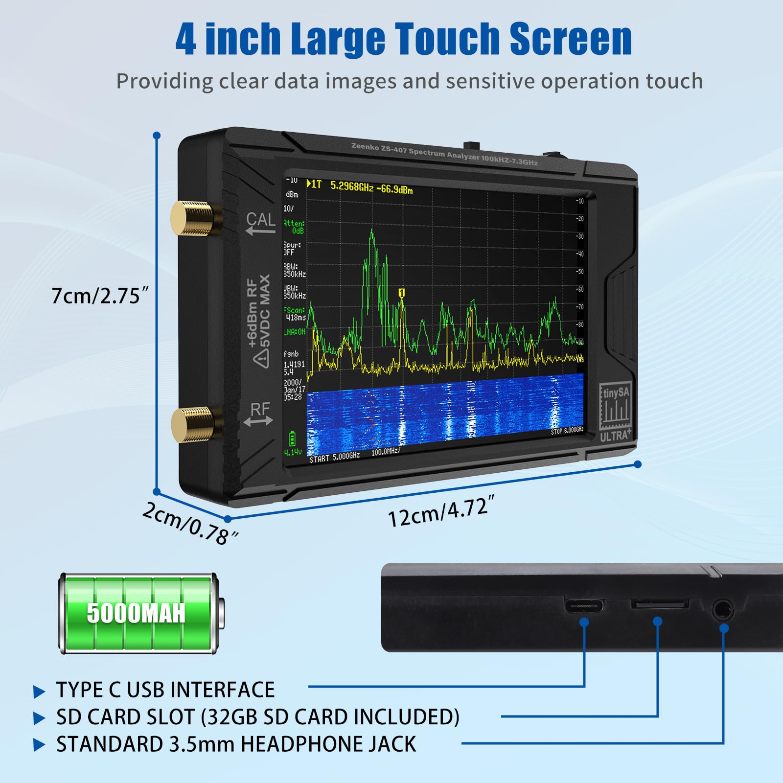 Amazon.co.jp: TinySA Ultra+ZS407スペクトラムアナライザー : 産業