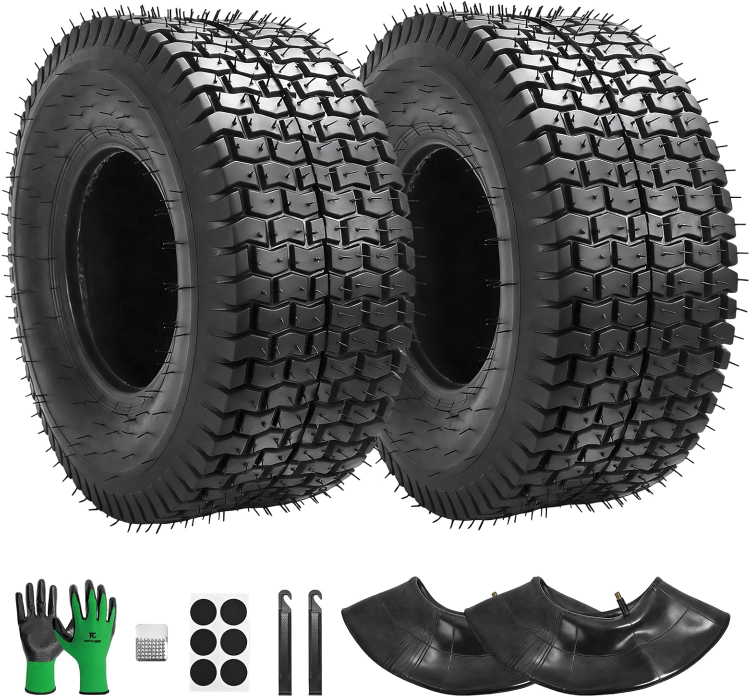 Parts Camp 13x5.00-6 Tire and Inner Tube Set with Straight Valve Stem Fits Many Yard Tractors Hand Trucks Riding Mower Front Wheel for Go Kart QUAD ATVs Include Patch Kit