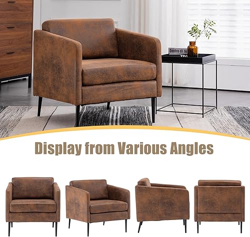 Miniatura 6 de Karl home Silla decorativa de mediados de siglo, silla de club retro, silla de sala de estar con patas de metal, cómodo sofá individual, color