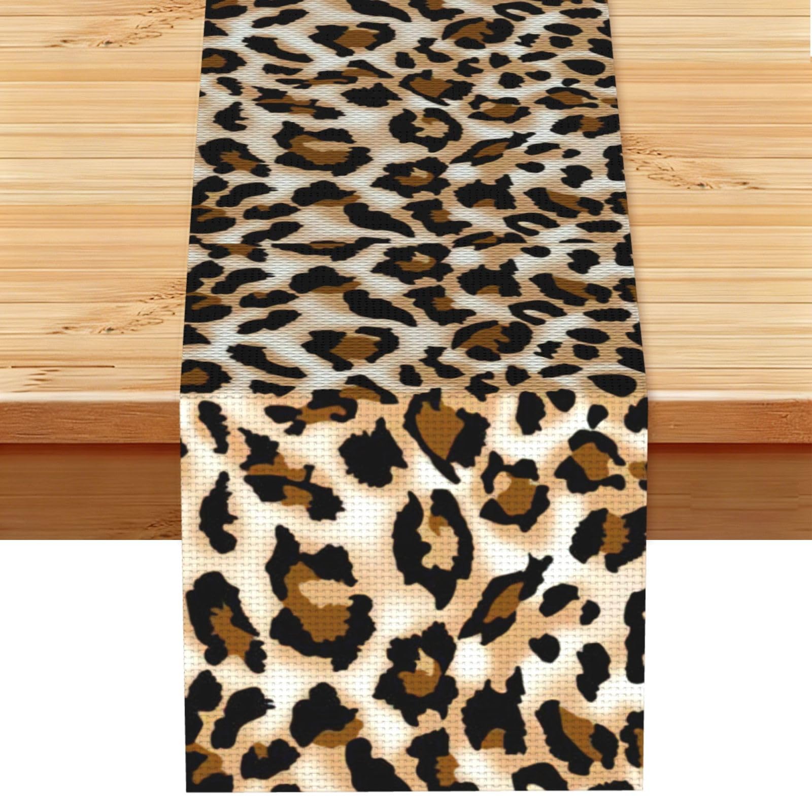 Leopard Vintage Style Table Runner 13x72in, Soft Printed Centerpieces for Tables, Kitchen, Countertops & Dining Area Home Decor