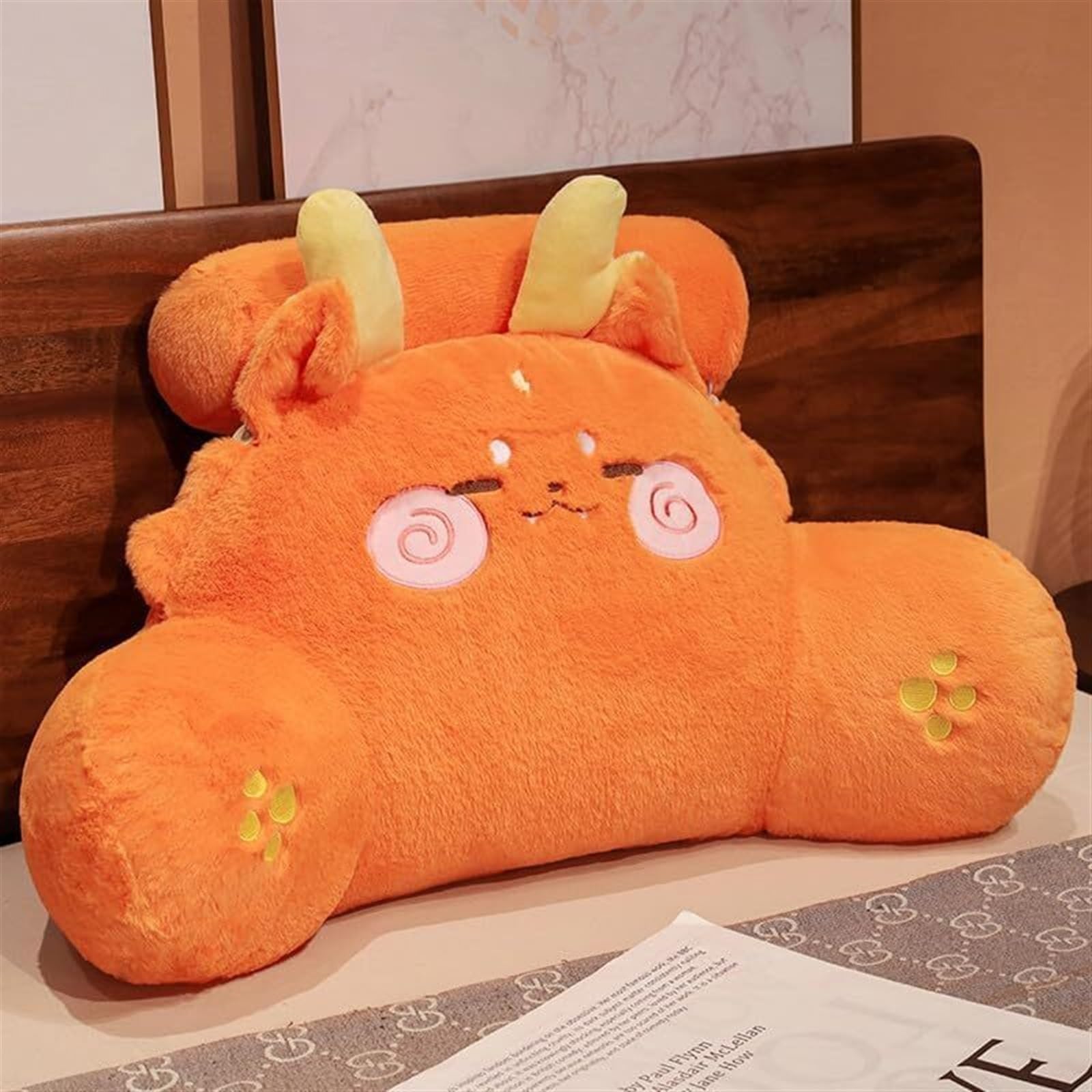 MYXJX back support cushion, Pillow Cartoon Plush Back Support Cushion For Sofa Chair Backrest Waist(Orange,60 * 45cm)