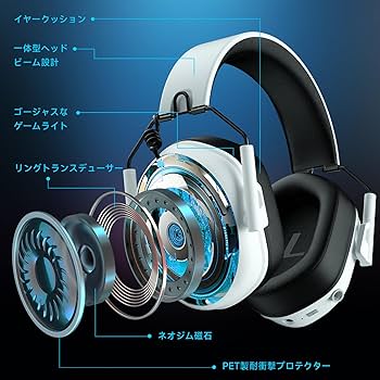 ゲーミングヘッドセット　Gonbouyoku Captain 500(白) Amazon.co.jp: ゲーミングヘッドセット【2.4G USBアダプター