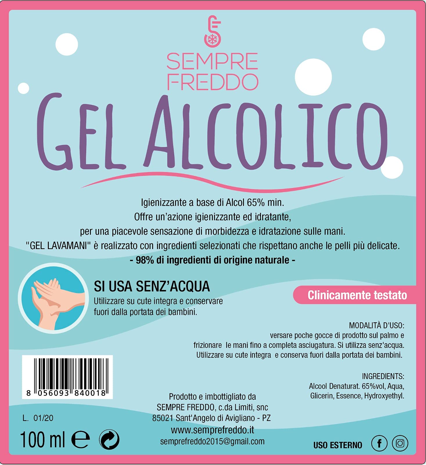 IGIENIZZANTE MANI GEL AGLI AGRUMI 1LT 65%