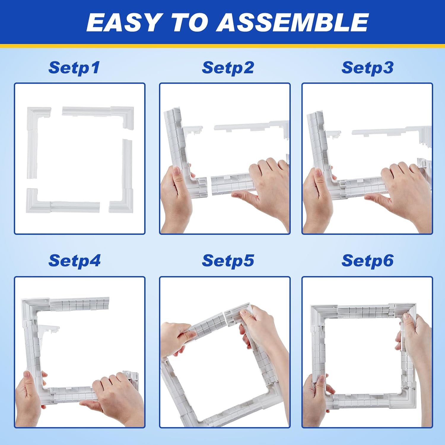 6 x 6 Inches Vinyl Post Sleeve Adjustable Vinyl Post Skirt White Base Porch Column Wraps for 3 to 6.5 Inch Wood Stair Rails(White,12 Pack)