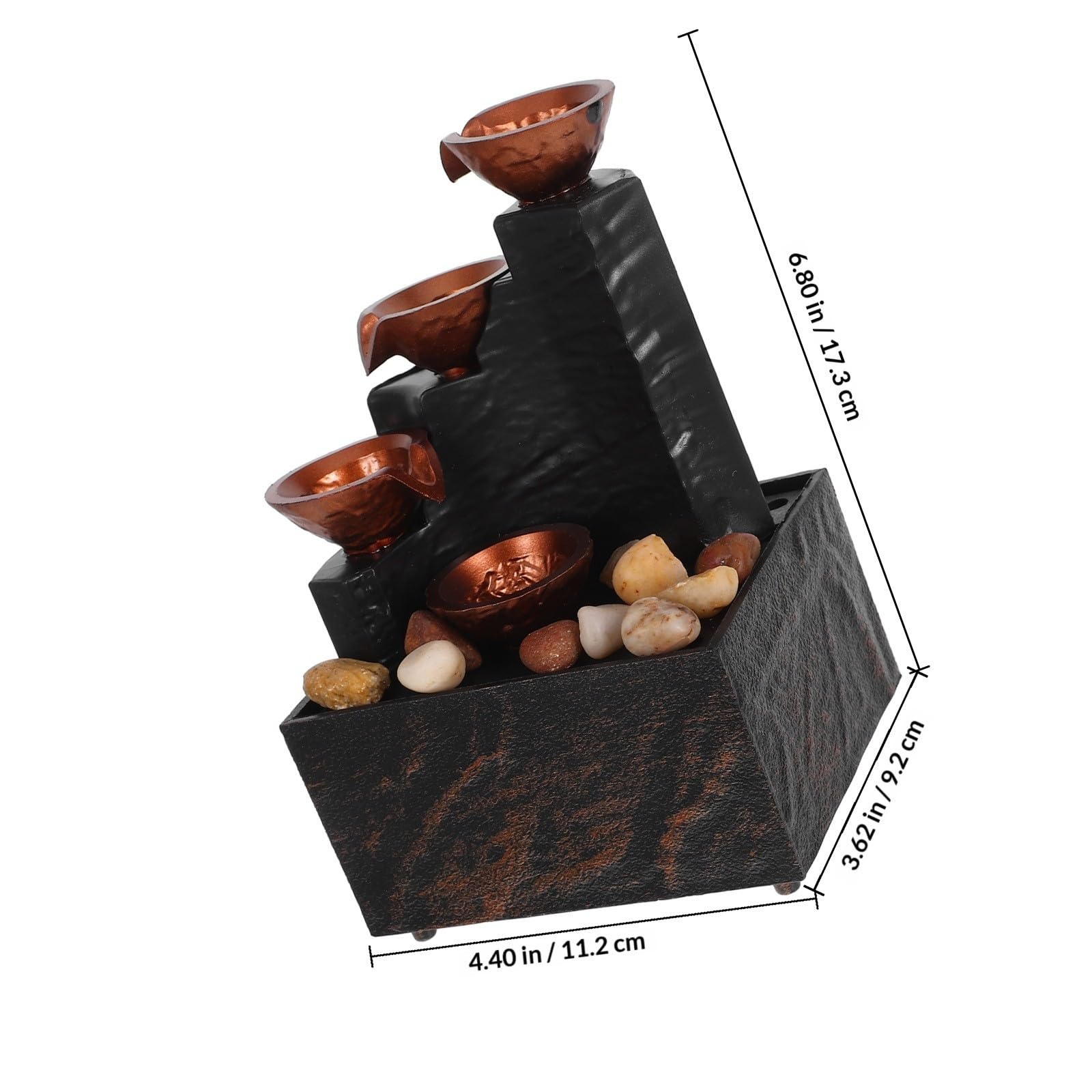 Levemolo Fuente de Agua de Mesa con Iluminación LED Integrada y Cascada de Guijarros para Decoración de Escritorio en Estudios y Estantes, Material Hips