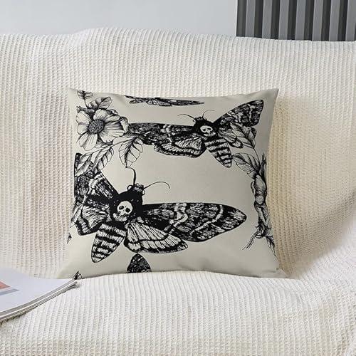 Feelyou Death Moth Boho Square Cushion Covers Set Of 2 Skull Decor Reversible Throw Pillow Covers Cases For Halloween Decorations Throw Pillowcases For Sofa Couch Chair Decor 18 X 18-Inch #TOP1