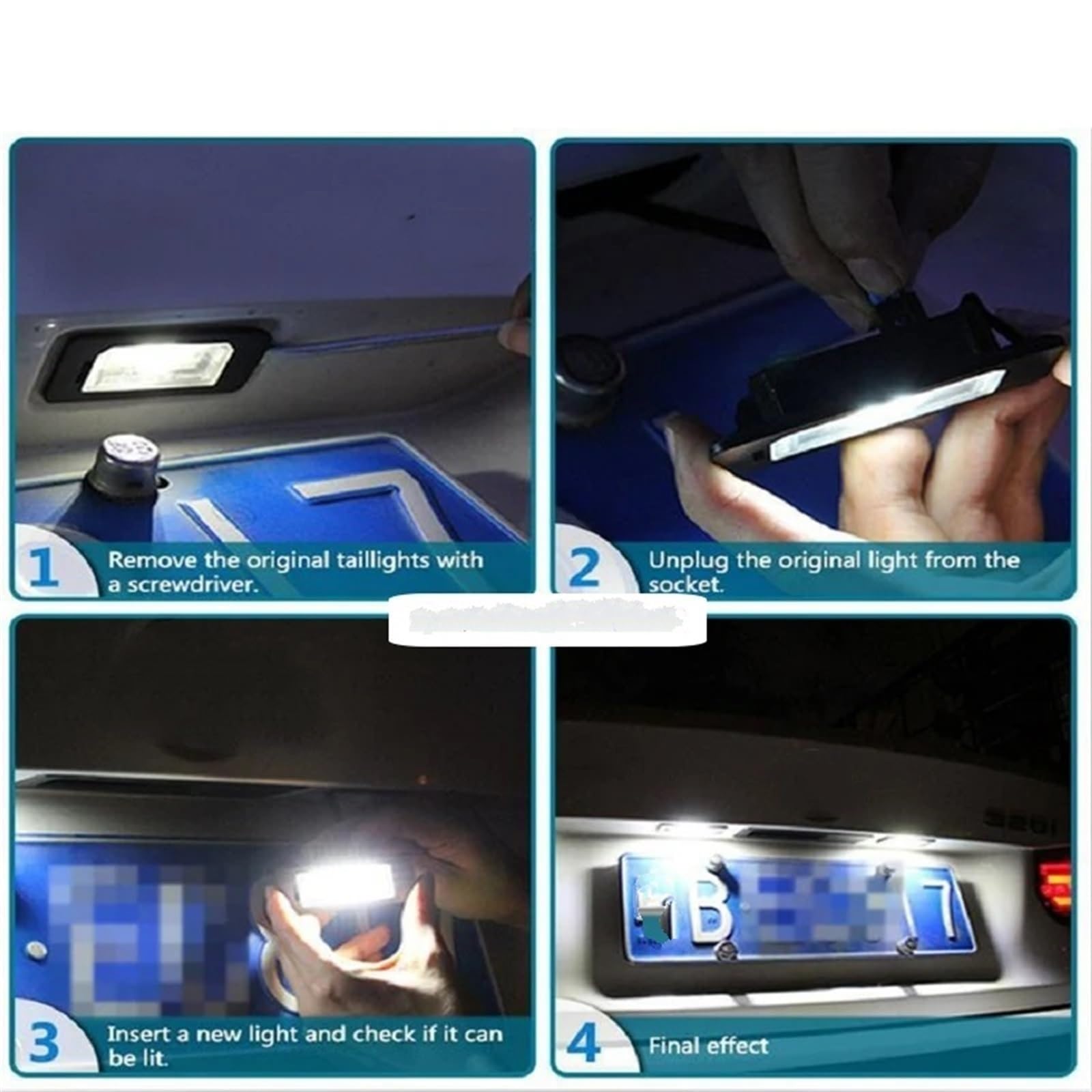 Luces LED matricula Luces LED para matrícula de Coche para A3/S3 A3 Cabriolet A4/S4 B6 A4/S4 B7 A6/C6 S6 A8/S8 Q7 RS4 RS6 Plus Lámpara Luz Matrícula