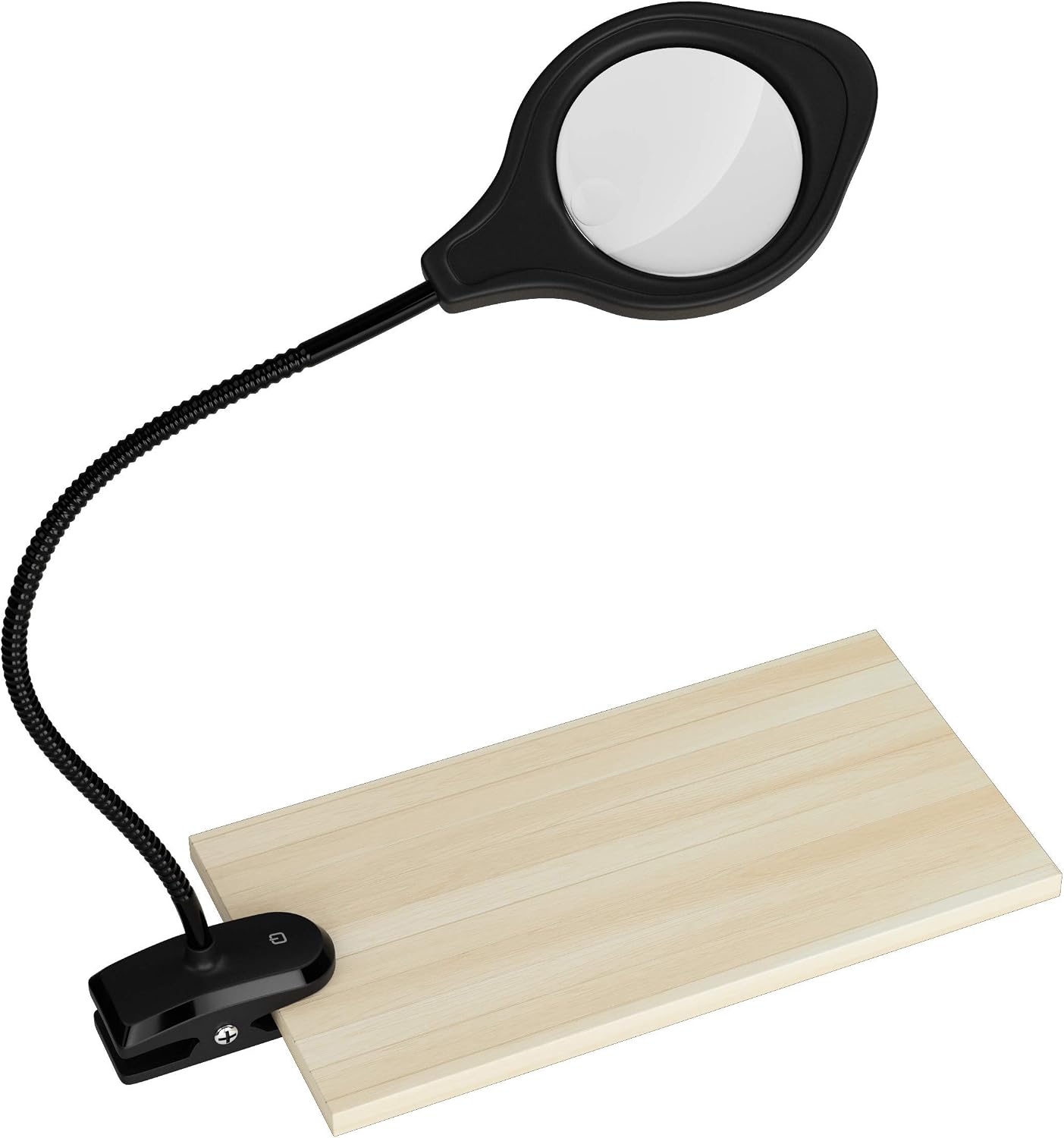 Magnifying Lamp with LED Light, 3 Brightness Settings, Adjustable Goose Neck, Weighted Bottom for Stability.