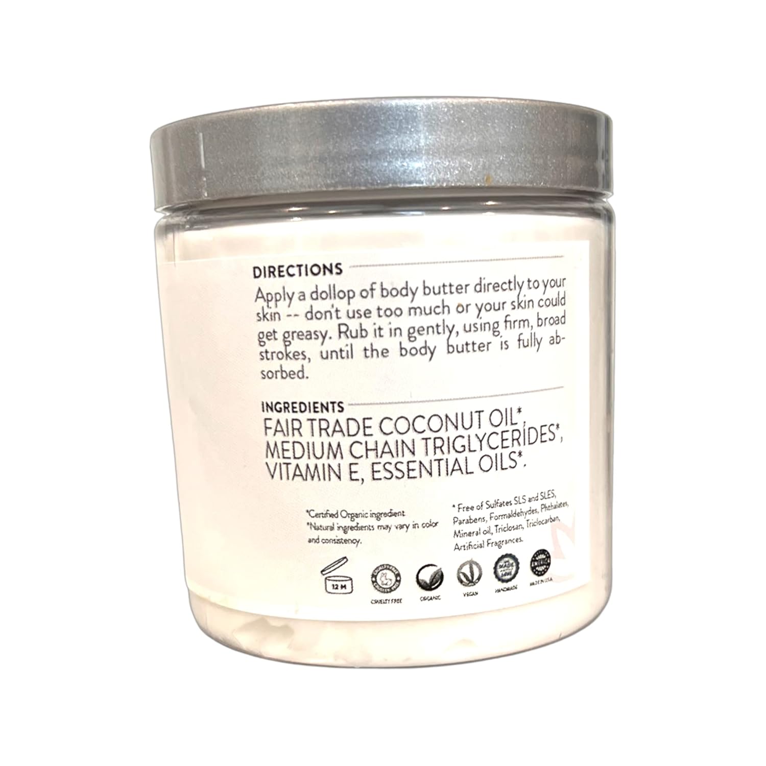 GLIMMER GODDESS Organic Vegan Whipped Coconut Oil & Vitamin E Body Butter With Lavender Lemon, Moisturizing, Anti-aging, Skin Repairing, 8 oz. - Image 2