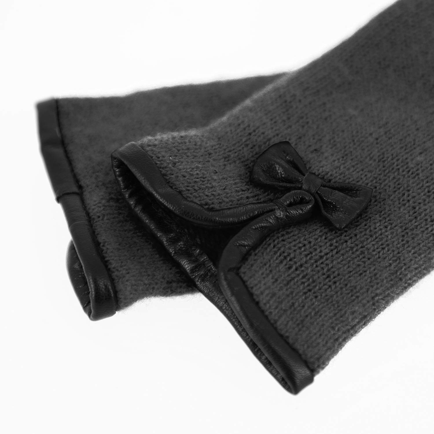 fiebig Guantes de senderismo con dobladillo de piel y lazo moderno. Guantes de lana para mujer, en muchos colores antracita 7