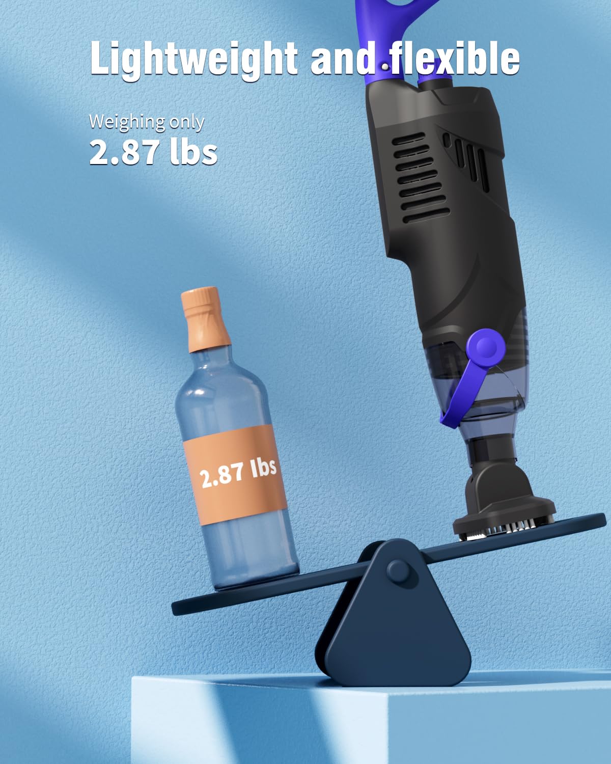 Little Shark Aspirapolvere a batteria per piscine all'aperto e vasche idromassaggio, motore da 60 W, potente aspirazione di 18 GPM, batteria compatta da 5000 mAh, autonomia di 60 minuti (nero)