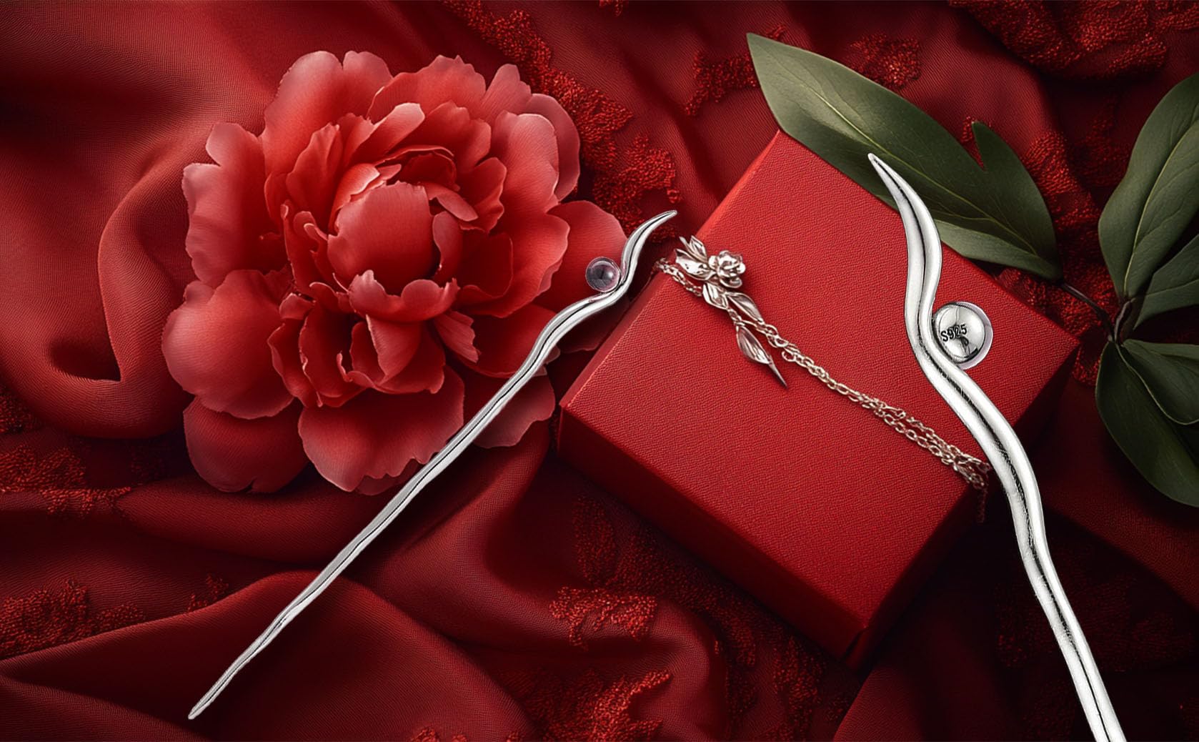 HangErFeng Fermaglio per capelli ondulato semplice da donna argento 835