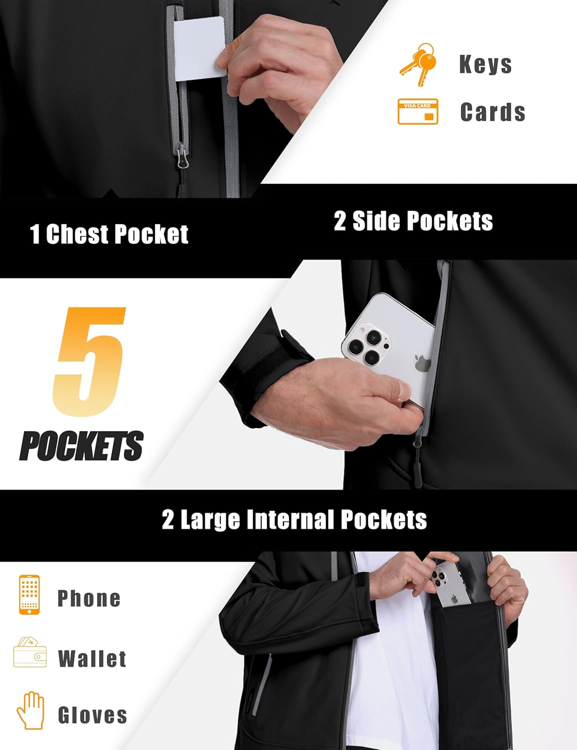 Little Donkey Andy Men’s Softshell Jacket with Removable Hood, Fleece Lined - Image 6