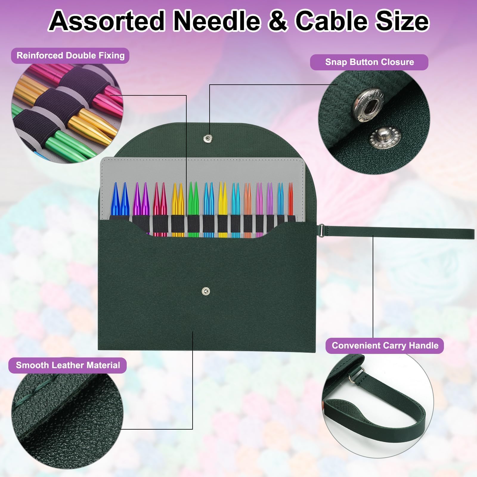 EEEKit 13 Paar austauschbare Rundstricknadeln, 10 cm, Rundnadeln von 3,0 mm bis 10 mm, mit Etui und Zubehör