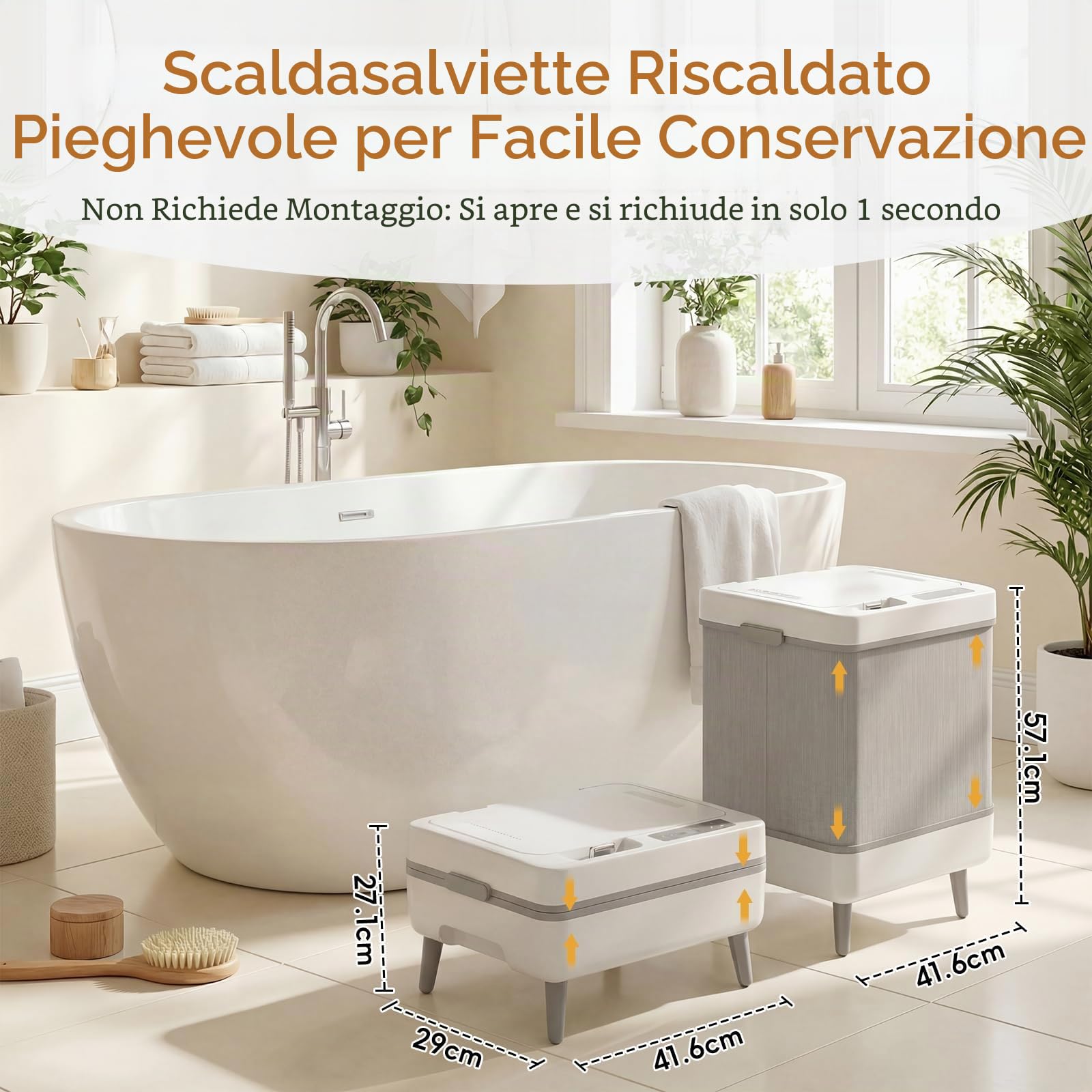 Scaldasalviette Elettrico Bagno Scaldasalviette Grande 35L con Timer e Display LED, Scalda Asciugamani Elettrico Pieghevole, Spegnimento Automatico, Modalità Riscaldamento e Asciugatura per Spa e Casa