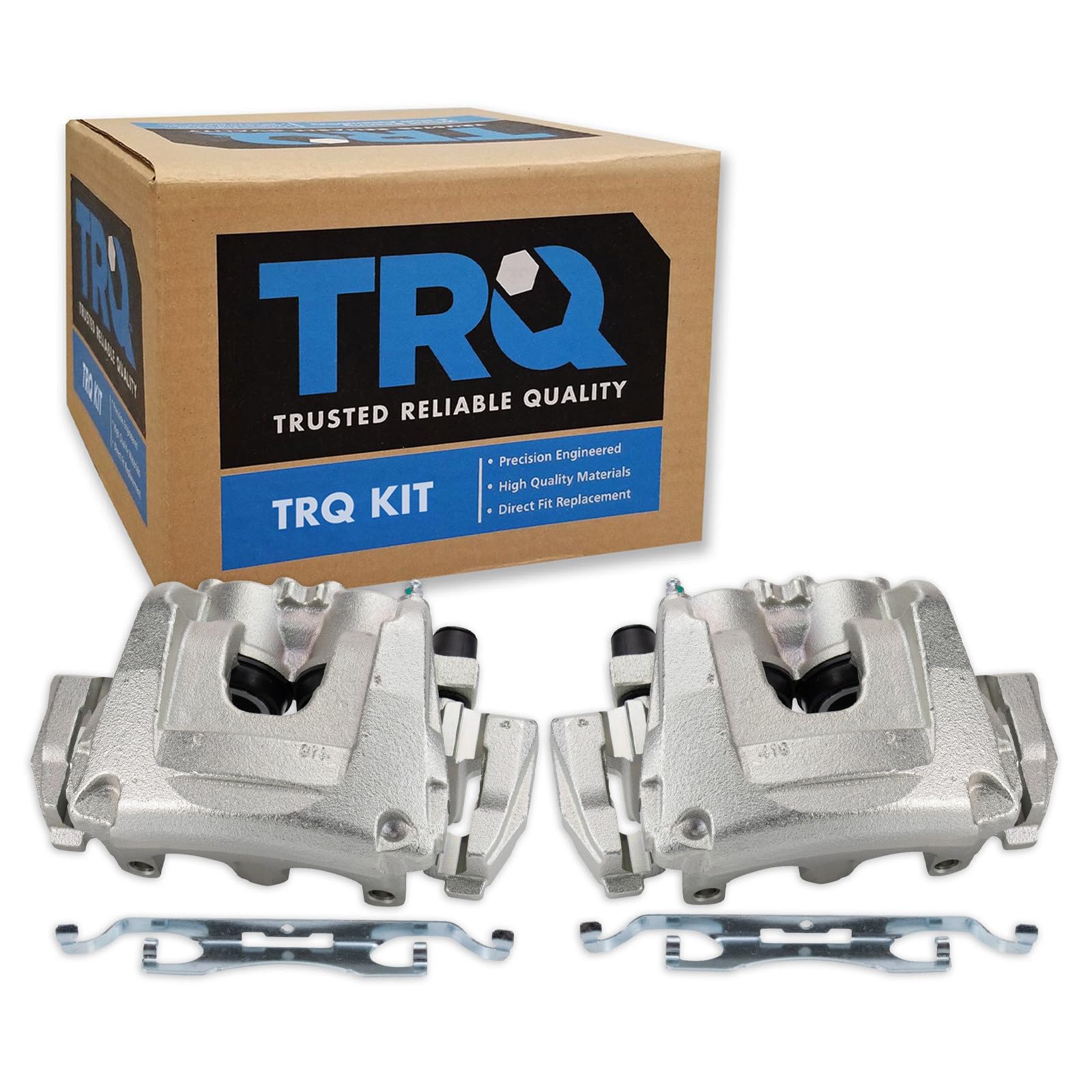 TRQ Front Brake Caliper Set Zinc Coated Hardware Brackets