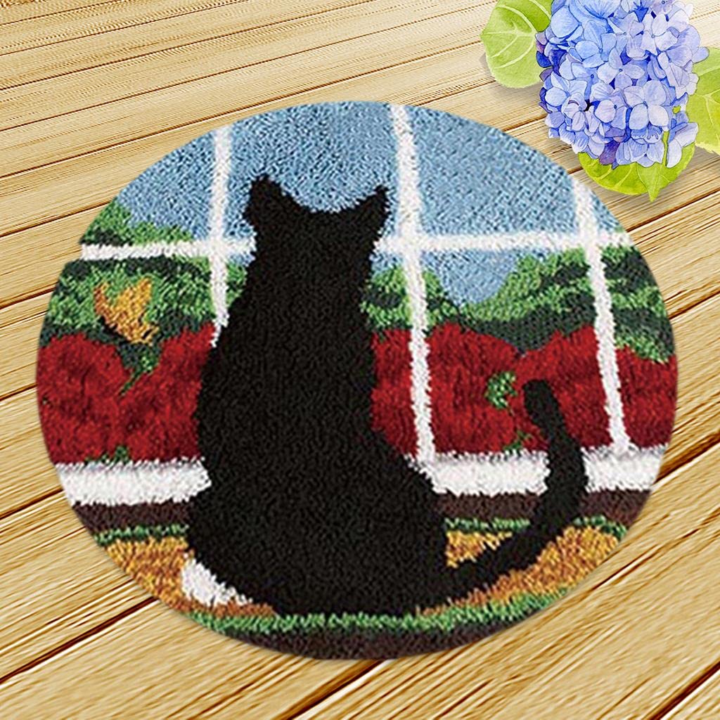 MYADDICTION Latch Hook Kits Carpet Latch Hooking Rug Kits Cushion Embroidery Black Cat Crafts | Needlecrafts & Yarn | Rug Making | Latch Hooking | Latch Hooking Kits-picture-23