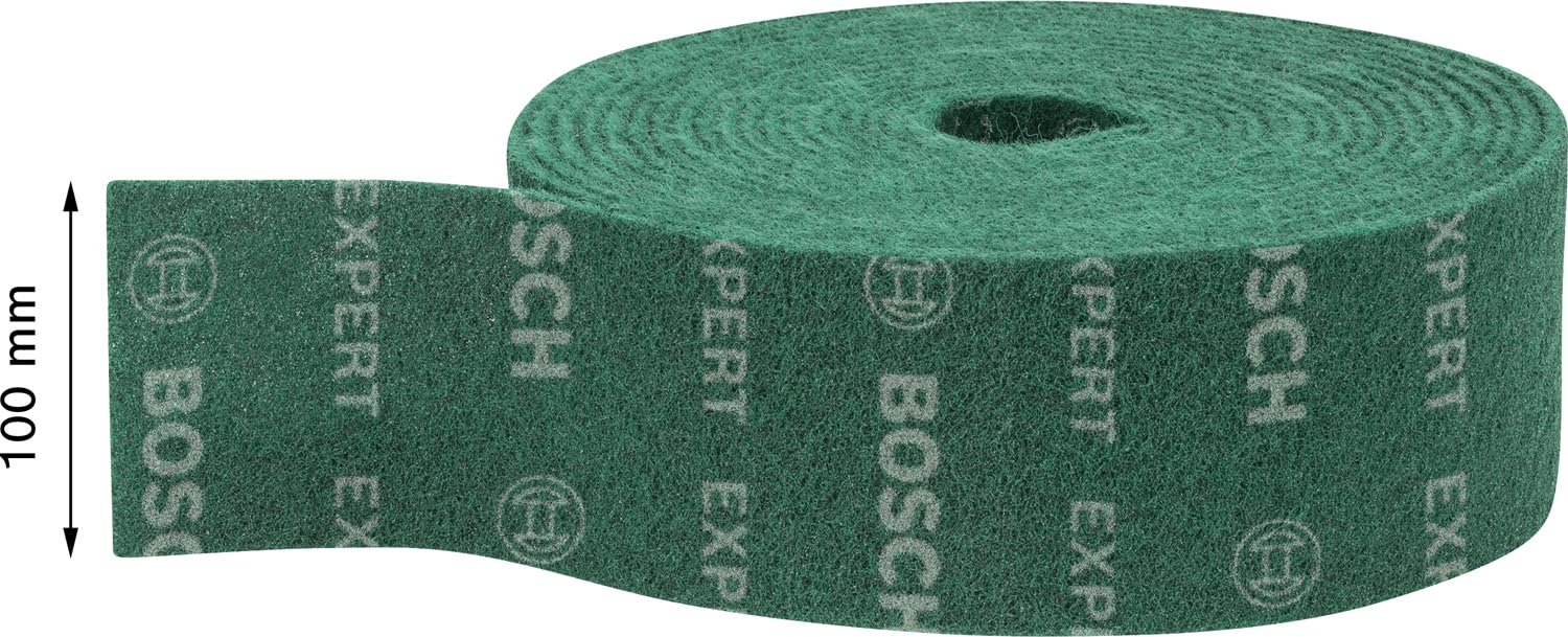 Bosch 1x Rouleaux en non-tissé EXPERT N880 (pour Tôles en acier, Acier inoxydable, Largeur 100 mm, Longueur 10 m, très fin GP, Professional Accessoire Ponçage manuel)