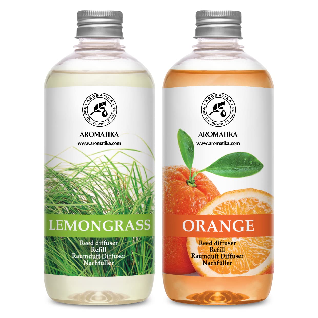 Recarga de Difusors 2x500ml - Aroma Naranja & Limoncillo - Fragancias de Ambiente Intensas y Duraderas - Mejor para de Ambiente - Difusor - SPA - Hogar - Cocina - Baño - Fintess