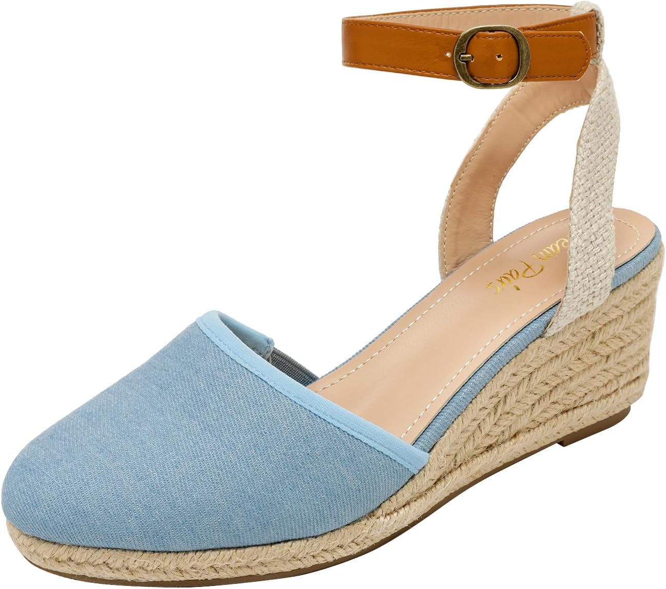 DREAM PAIRS Women's Ankle Strap Closed Toe Espadrille Wedge Heels Sandals