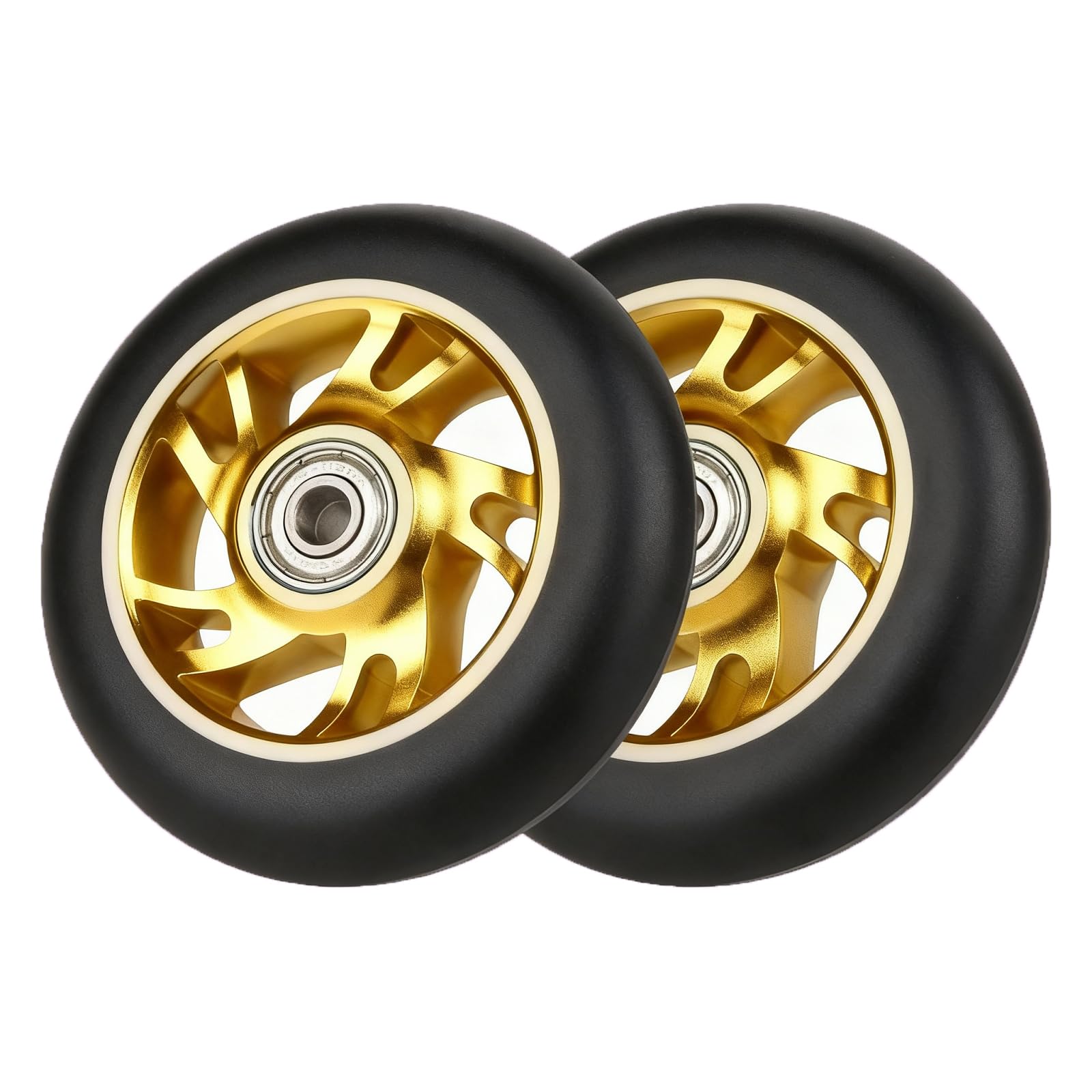 Kółka Pro Stunt Scooter 100 mm z łożyskami ABEC 9, kompatybilne z 2 kołami do skuterów, kompatybilne z Razor/Apollo/Cox Swain i większością skuterów (złoty)