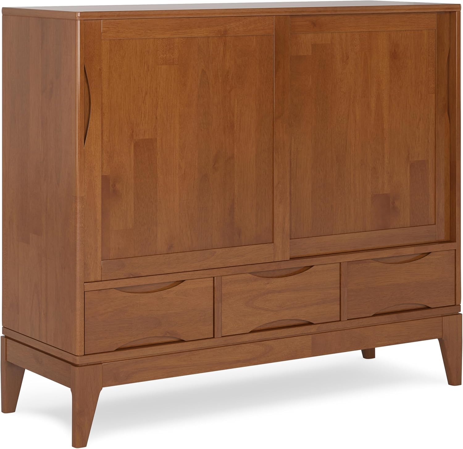 Bablon 48-Inch Wide Mid Century Modern Storage Cabinet, Wooden Sideboard with Sliding Doors & Adjustable Shelves for Living Room, Entryway & Dining Room (Light Brown)-image-16