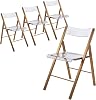 LeisureMod Transparent Acrylic Folding Chair, Lightweight Iron Chrome Base Comfortable Clear Desk Chair, No Assembly Needed Set of 4 in Brushed Gold
