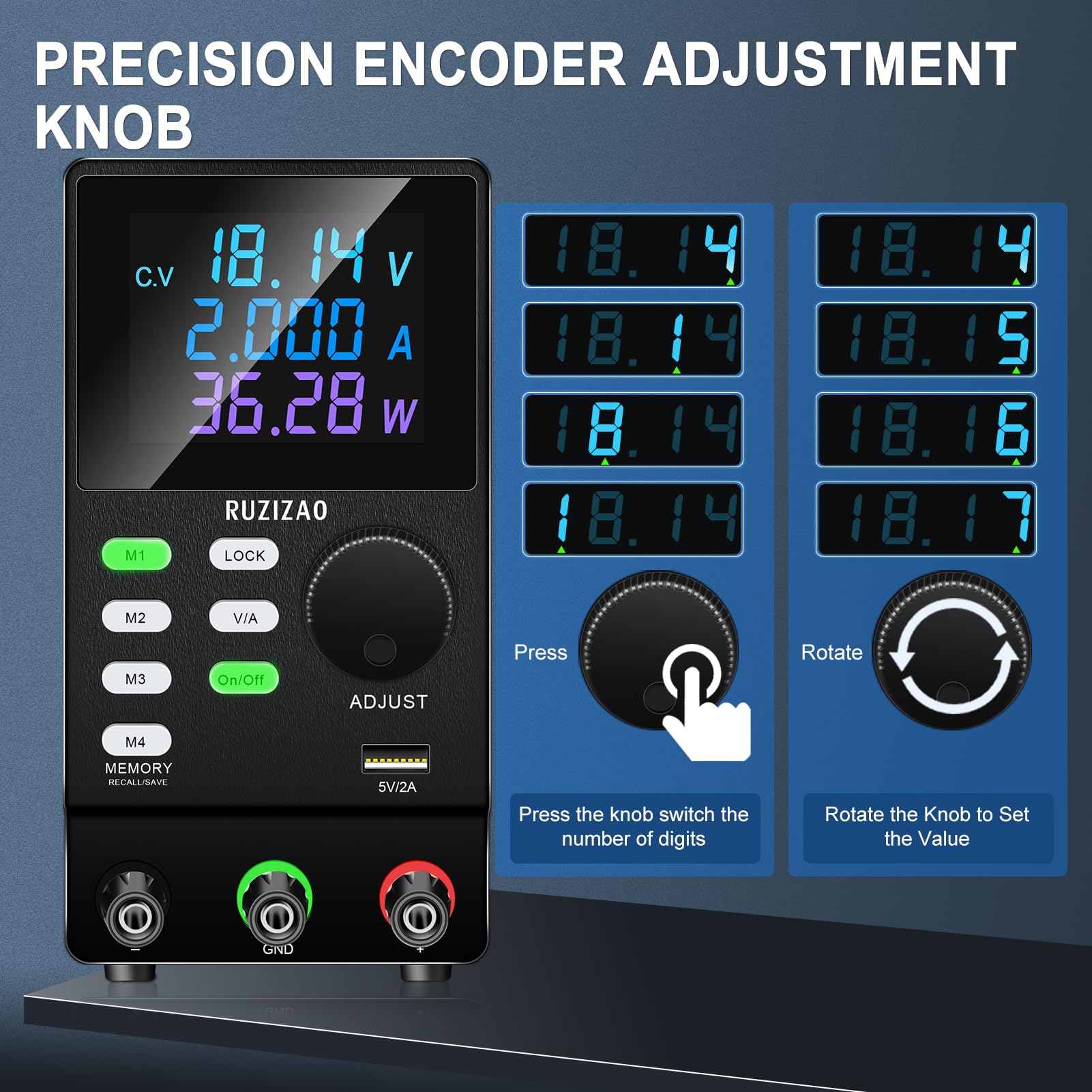 Alimentation Laboratoire 200V 1A Alimentation de Laboratoire Programmable et Régulée à Haute Tension avec Logiciel PC, Bouton Encodeur, Mémoire, Interrupteur de Sortie, Bouton de Verrouillage