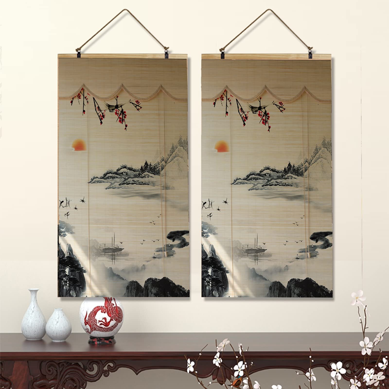 Volets Roulants en Bambou, Cloisons De Décoration Pare-Soleil Imprimé À Motifs Écran Solaire Respirant Bambou Roll Up Store De Fenêtre for Salon De Thé (Size : 120x200cm)