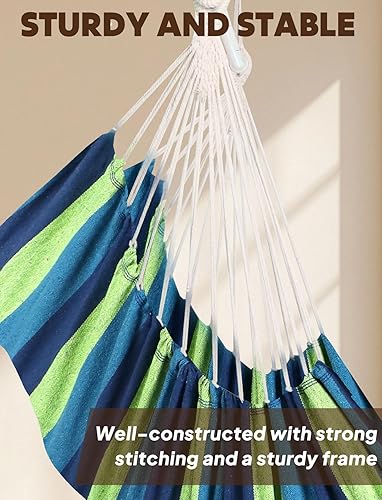 Miniatura 5 de Chihee Silla hamaca colgante de hasta 500 libras, 2 cojines incluidos, barra separadora de metal con ranuras antideslizantes, silla colgante
