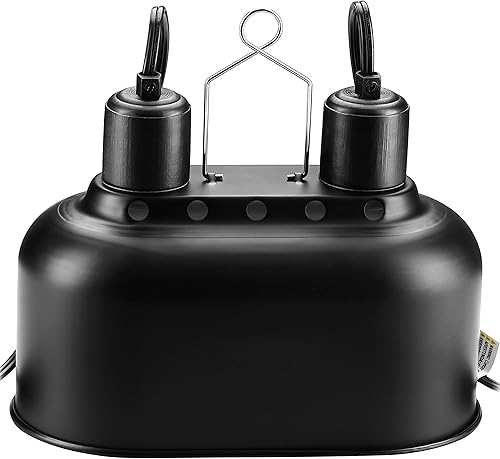 Miniatura 7 de Simple Deluxe Lámpara de reptil de aluminio con cúpula de doble tapa profunda, diseño de integración, lámpara de iluminación de calor, doble enchufe