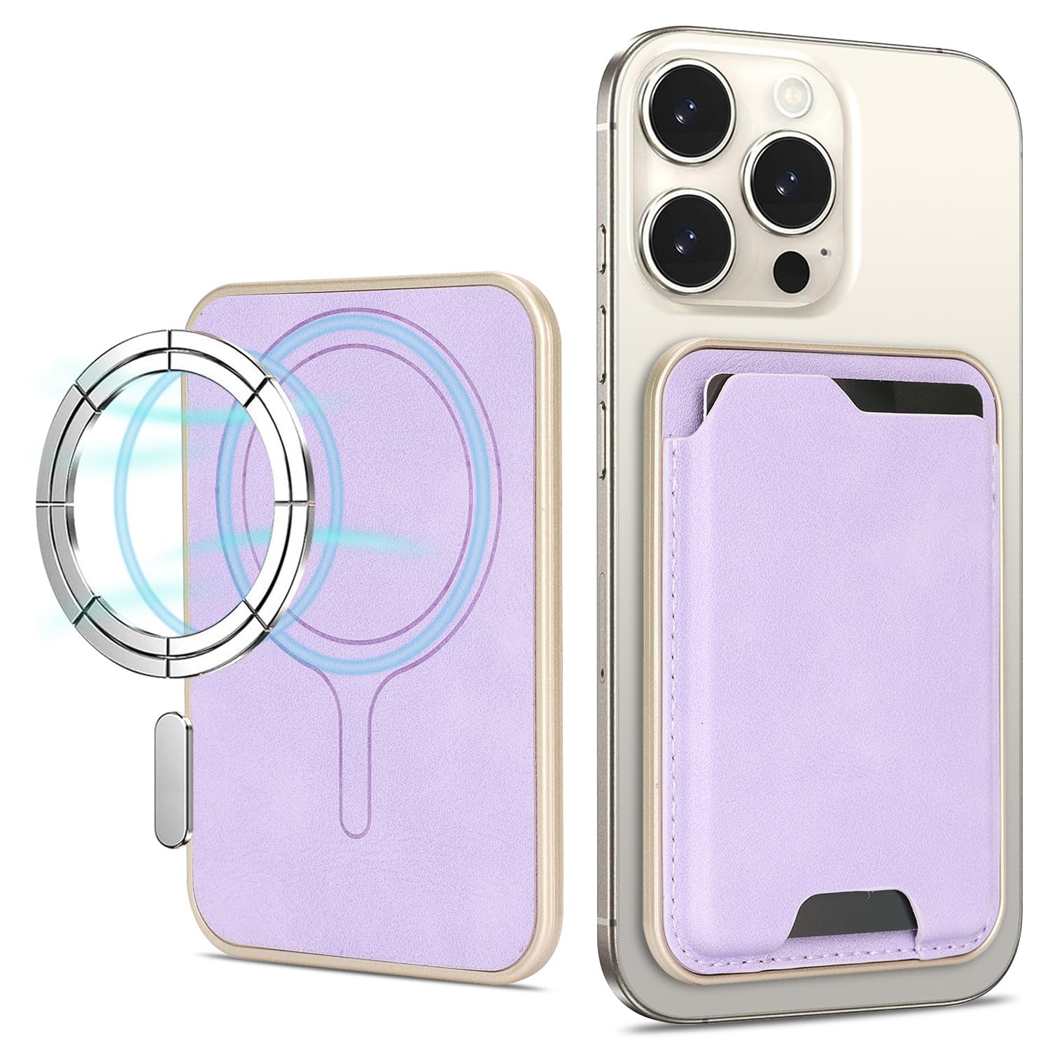for MagSafe Wallet, Stronger Magnetic Wallet for iPhone 17/16/15/14/13Series,Magnetic Phone Wallets, Vegan Leather Minimalist Slim RFID for iPhone Wallets,Purple