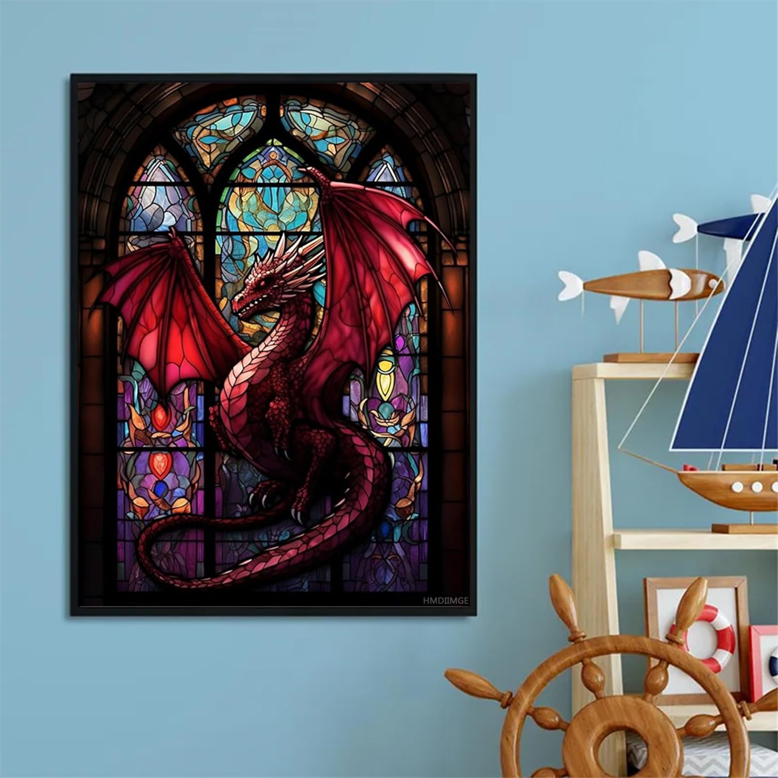 Amazon.co.jp: ステンドグラス レッドドラゴンダイヤモンドペイン