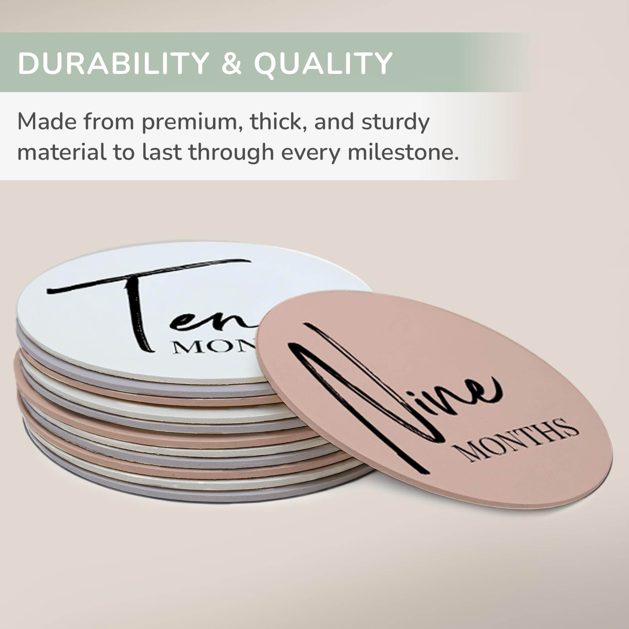 Tiny Trees® Baby Milestone Cards – 7 Double-Sided Milestone Baby Cards Signs for Monthly Photos – Gender Neutral Newborn Baby Gifts – Tear-Resistant Keepsake Baby Milestone Discs (0–12 Months) — view 8