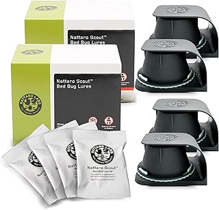 Scout Bed Bug Detection Trap – Non-Toxic Early Monitoring Solution with Patented Pheromone Technology, Includes 4 Bed Bug Detection Traps, Replaceable Lures and User Guide
