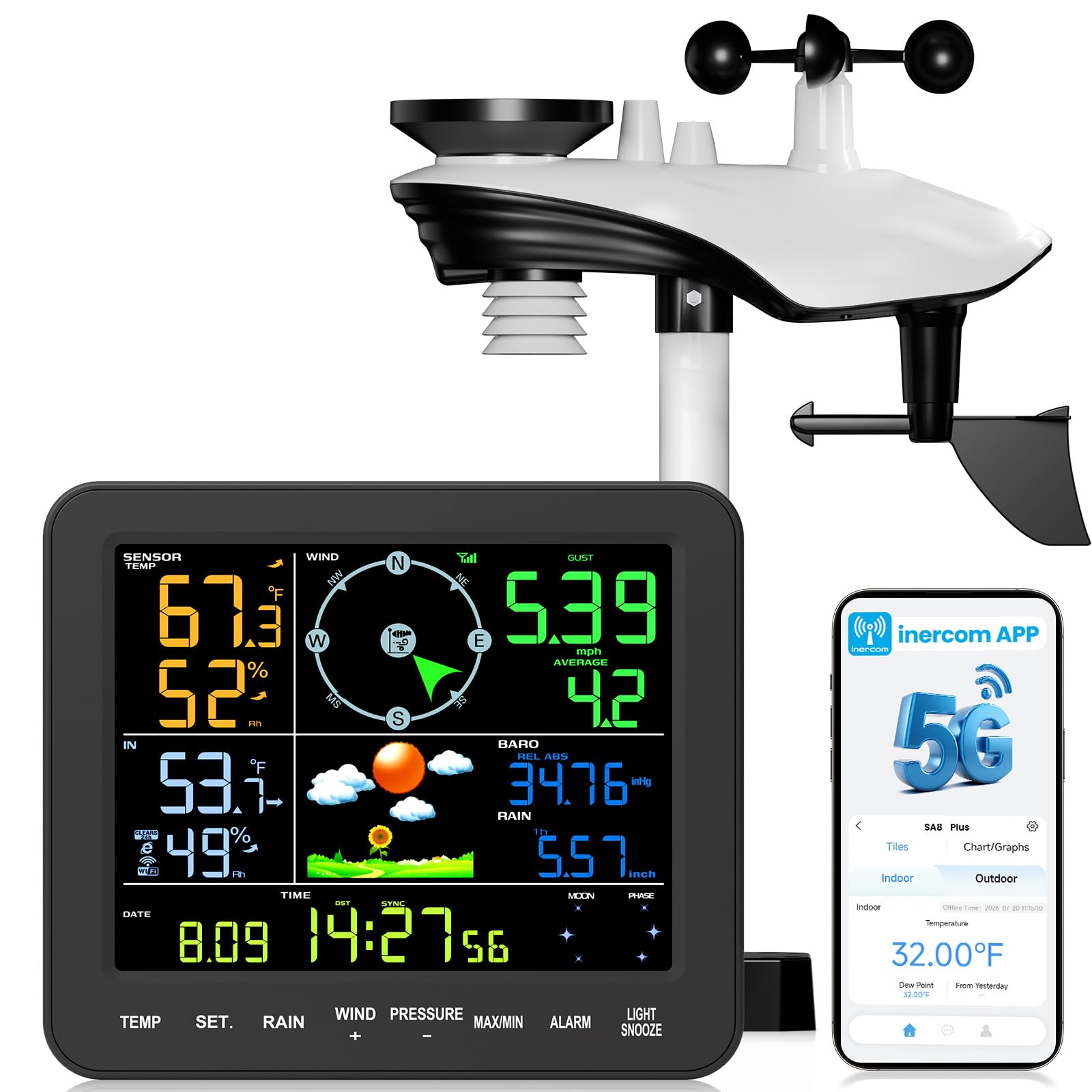 Photo 1 of Sainlogic WiFi Weather Station with Rain Gauge & Wind Speed