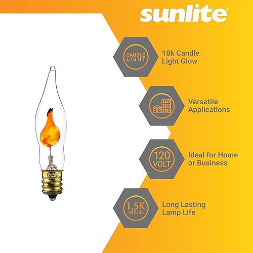 Miniatura 3 de Sunlite Lámpara de araña pequeña parpadeante con base de candelabro, naranja, para iluminación navideña y decorativa, E12, base de candelabro,