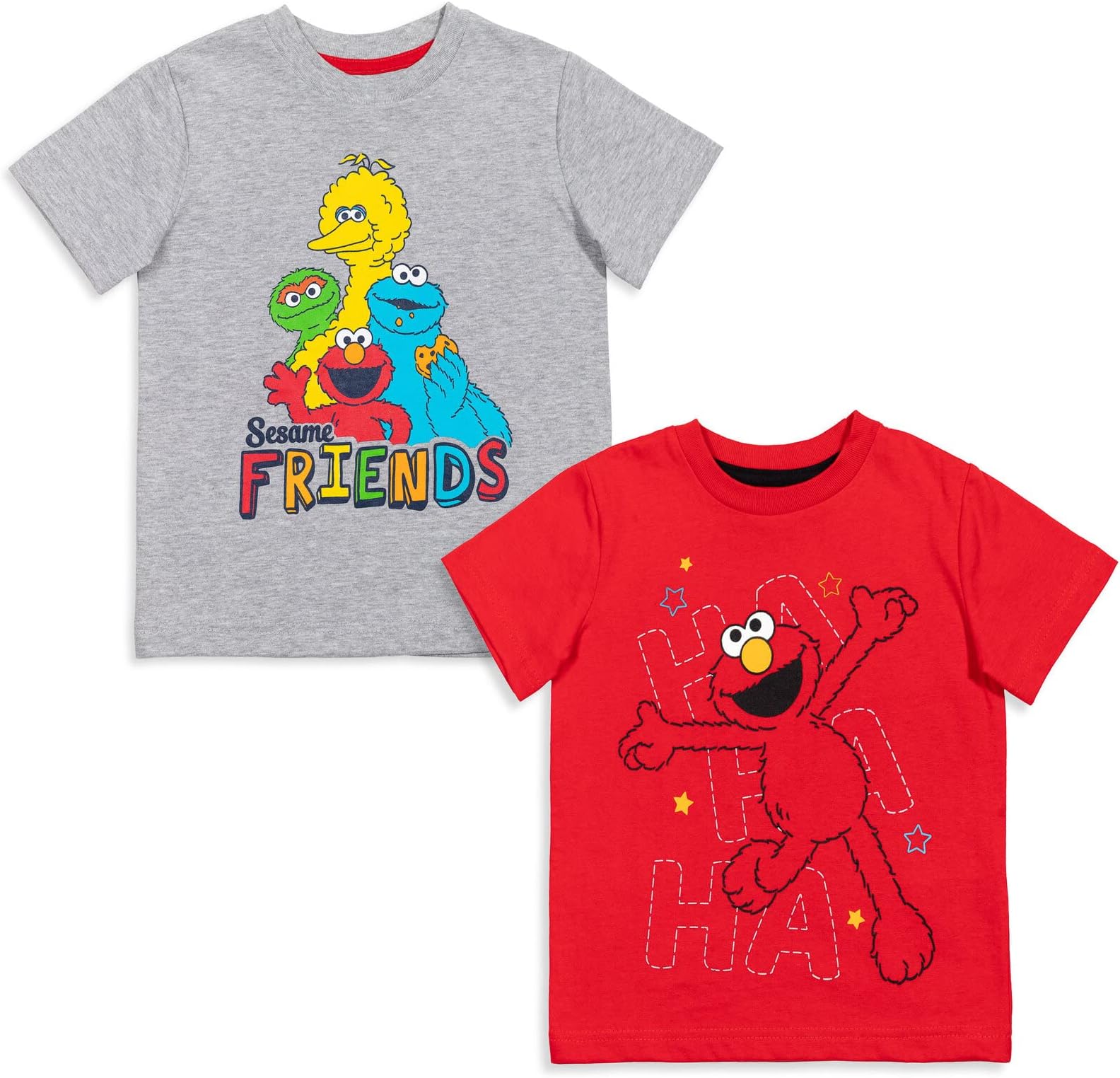 Elmo's Book of Friends 2 Pack T-Shirts and Board Book Set Infant to Little Kid Sizes (12 Months - 7-8)